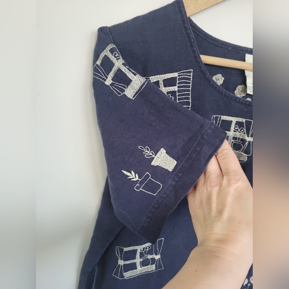 Vintage Linen Embroidered Dress - Picture 3 of 7